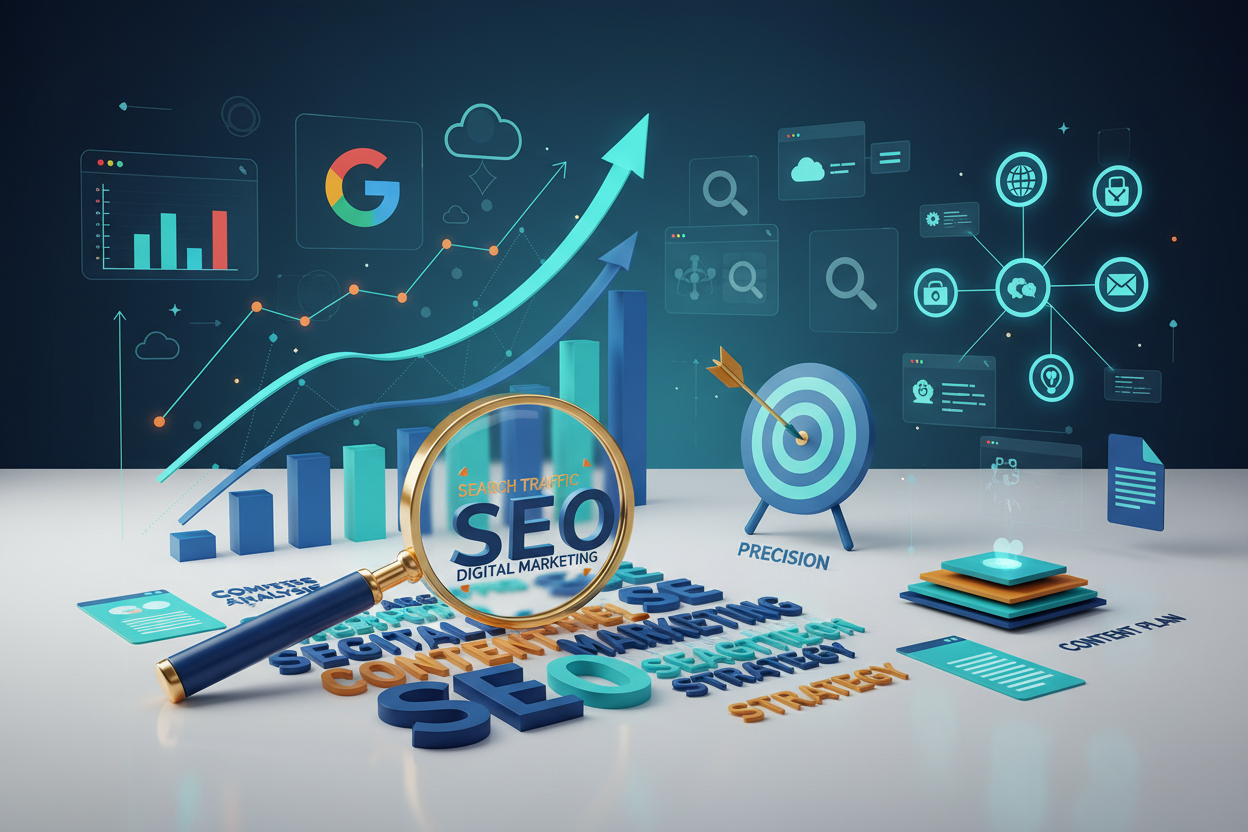 Keyword Research & SEO Strategy Development

Description:
Get a complete keyword blueprint tailored to your niche and goals.
We perform deep keyword analysis, uncovering search intent, long-tail opportunities, and competitor gaps that help you dominate your space. You’ll receive a custom SEO strategy outlining how to target high-ROI keywords through content creation, backlinks, and site structure.
Perfect for startups or established businesses ready to align content and marketing with data-driven insights.